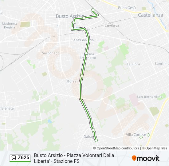 Percorso linea bus Z625