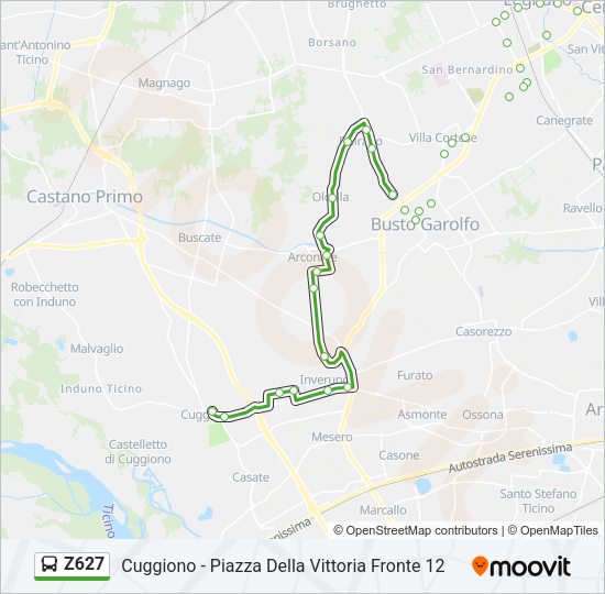 Percorso linea bus Z627