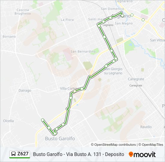 Percorso linea bus Z627