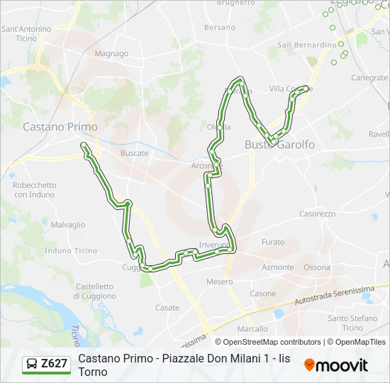 Z627 Bus Line Map
