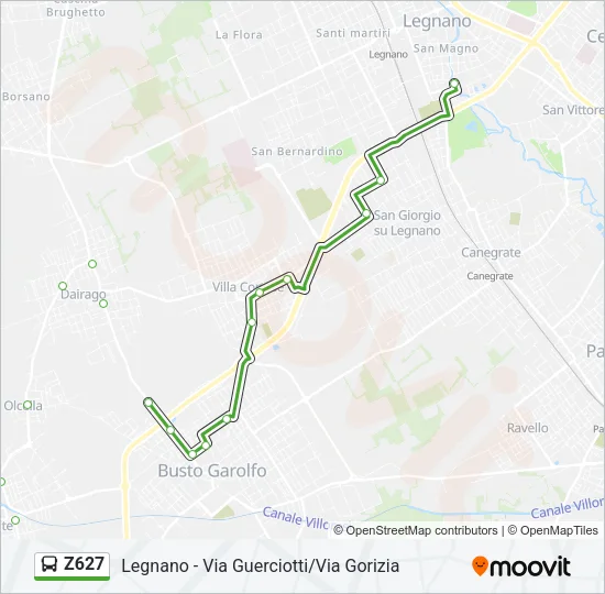 Percorso linea bus Z627