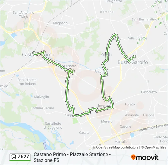 Z627 Bus Line Map