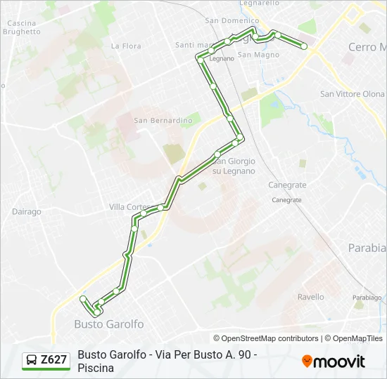 Z627 Bus Line Map