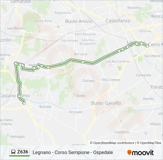 Z636 Bus Line Map