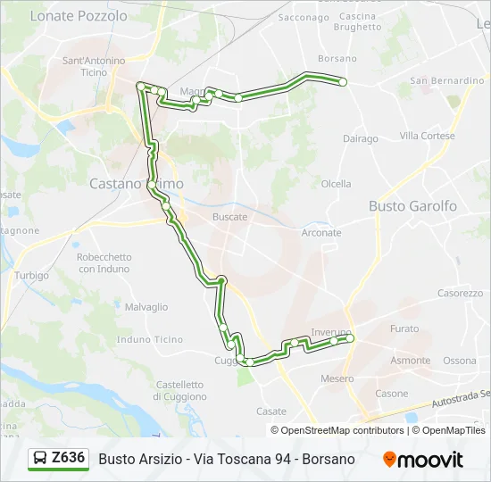 Z636 Bus Line Map
