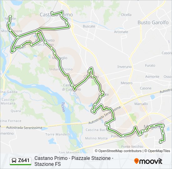 Percorso linea bus Z641