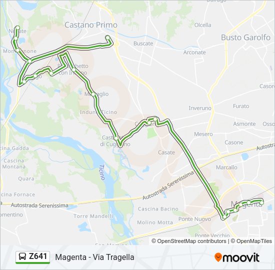 Percorso linea bus Z641