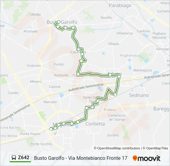 Z642 Bus Line Map