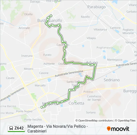 Z642 Bus Line Map