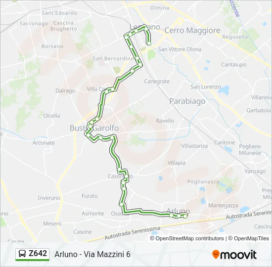 Z642 Bus Line Map