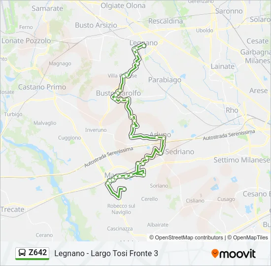Z642 Bus Line Map
