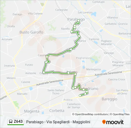 Z643 Bus Line Map