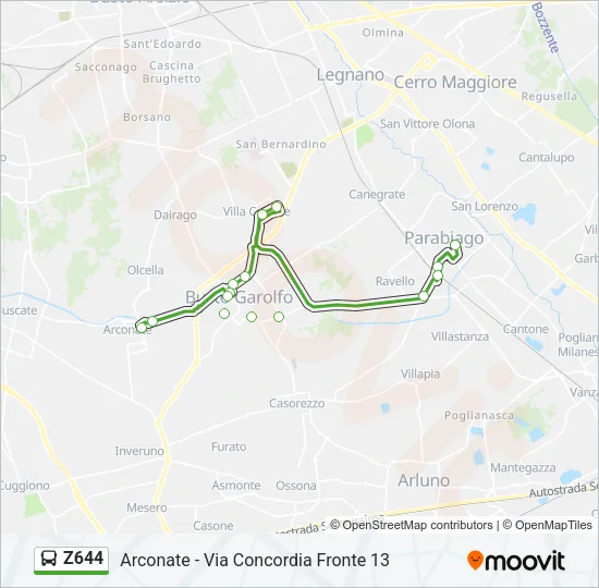 Z644 Bus Line Map