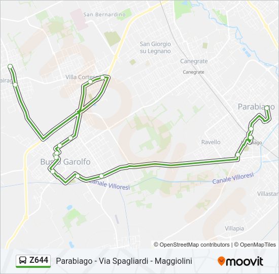 Percorso linea bus Z644