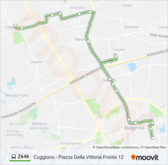 Percorso linea bus Z646