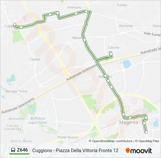 Z646 Bus Line Map