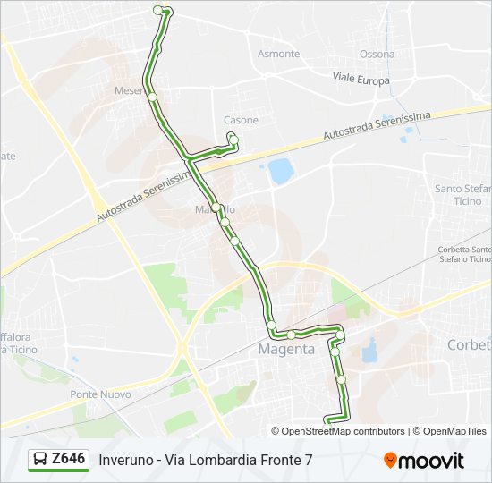 Percorso linea bus Z646