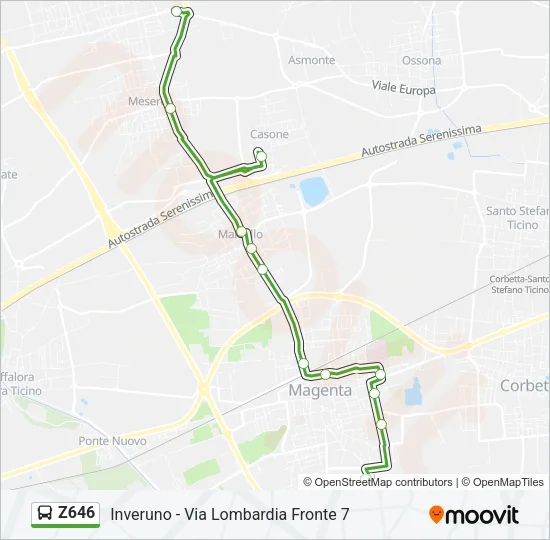 Z646 Bus Line Map
