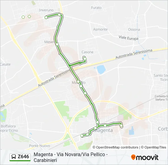 Z646 Bus Line Map