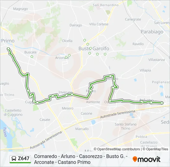 Z647 Bus Line Map