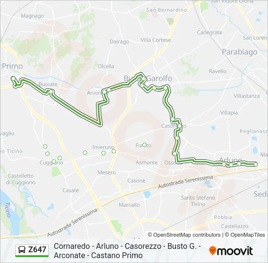Z647 Bus Line Map