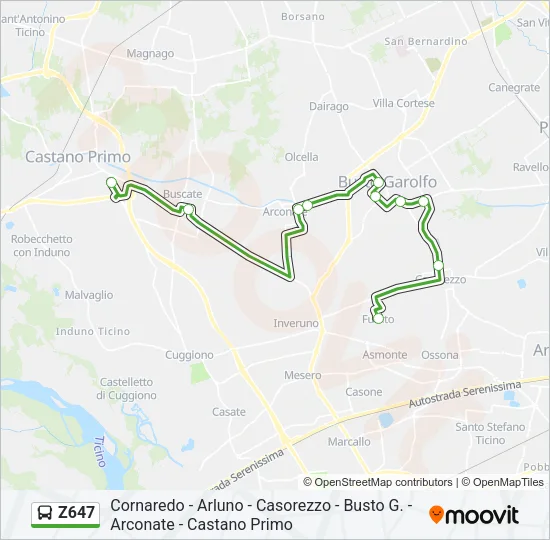 Z647 Bus Line Map
