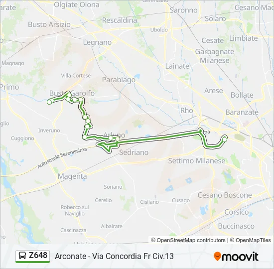 Z648 Bus Line Map
