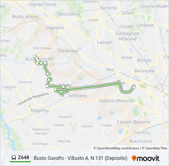 Z648 bus Line Map