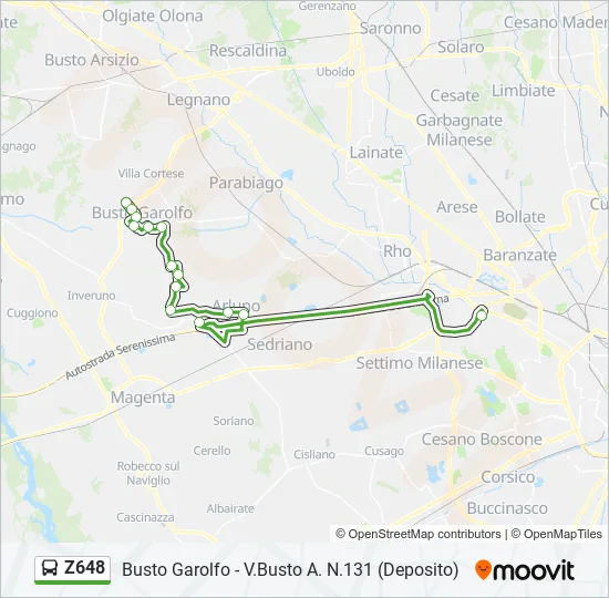 Z648 Bus Line Map