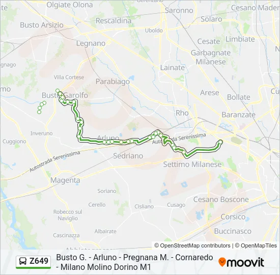 Z649 Bus Line Map