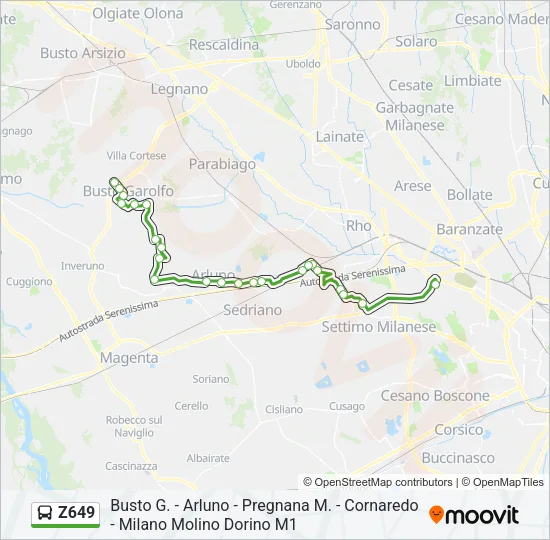 Z649 Bus Line Map
