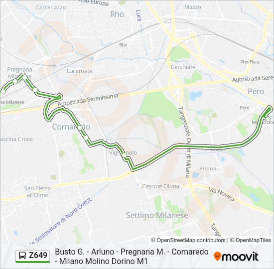 Percorso linea bus Z649