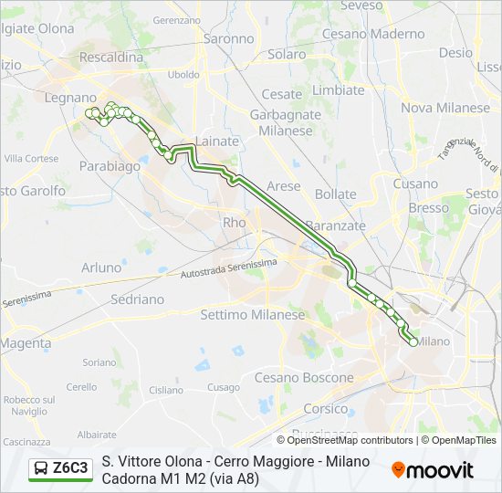 Percorso linea bus Z6C3