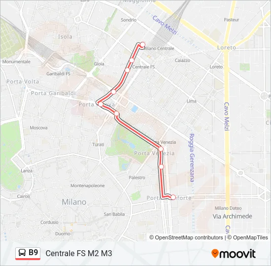 B9 Bus Line Map