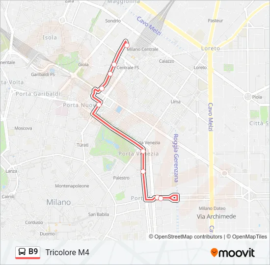 B9 Bus Line Map