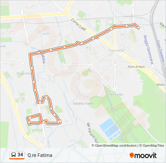 34 Bus Line Map