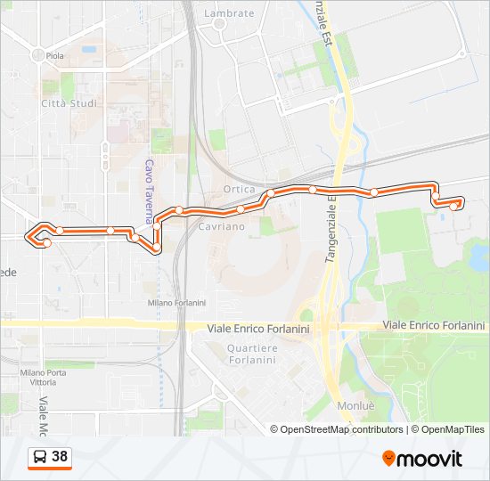 38 bus Line Map