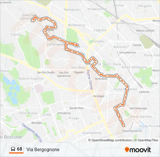 68 Bus Line Map