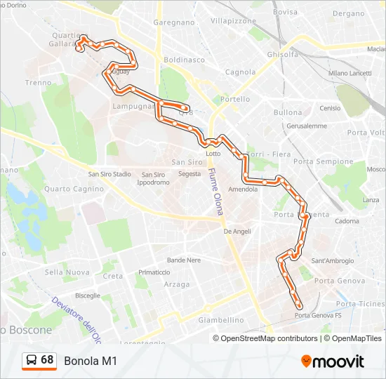 68 Bus Line Map