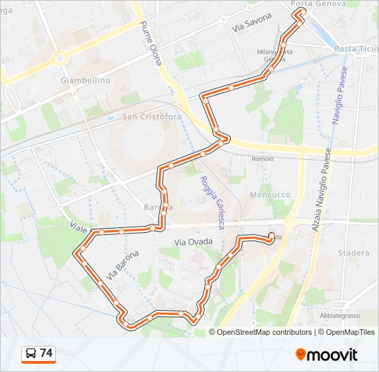 Percorso linea bus 74