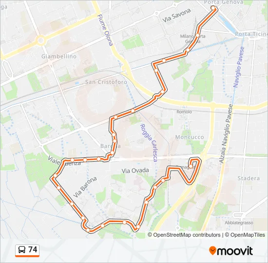 74 Bus Line Map