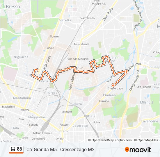 Percorso linea bus 86