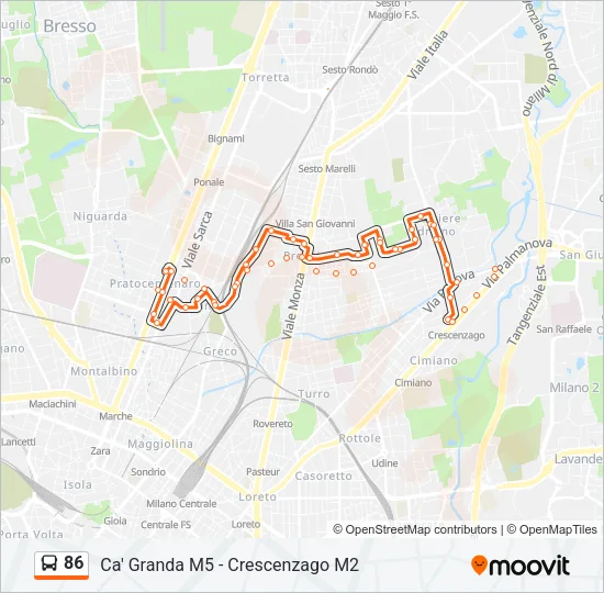 86 Bus Line Map