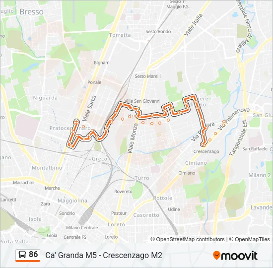 86 Bus Line Map