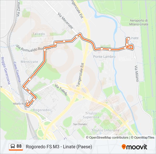 Percorso linea bus 88