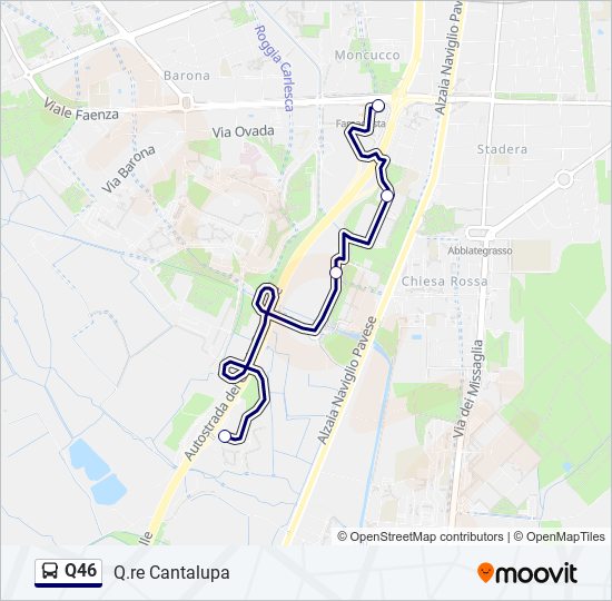 Percorso linea bus Q46