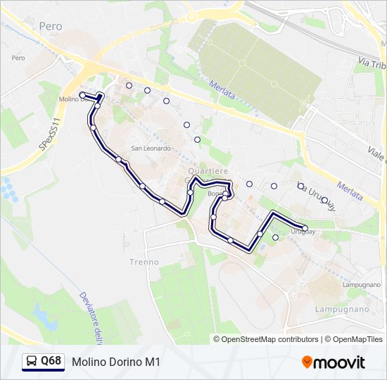 Q68 bus Line Map