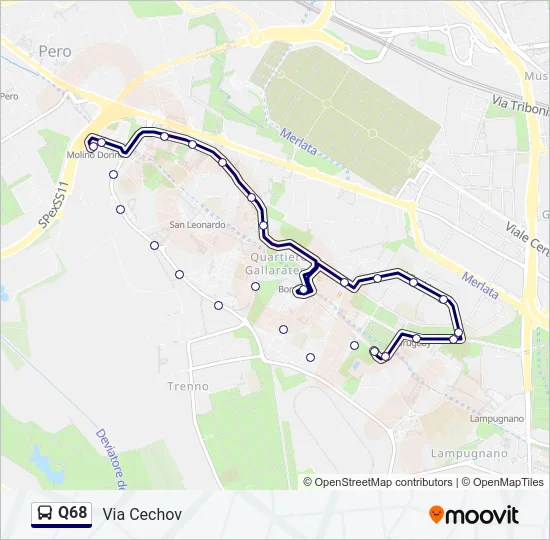 Q68 Bus Line Map