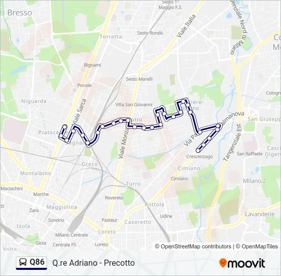 Q86 Bus Line Map