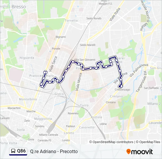 Q86 Bus Line Map